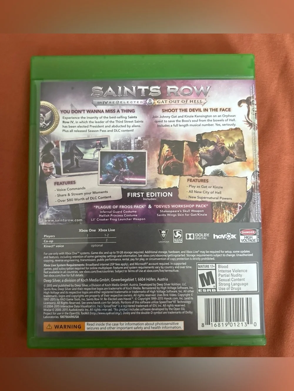 Saints row 4/Gat out of Hell for the xbox one